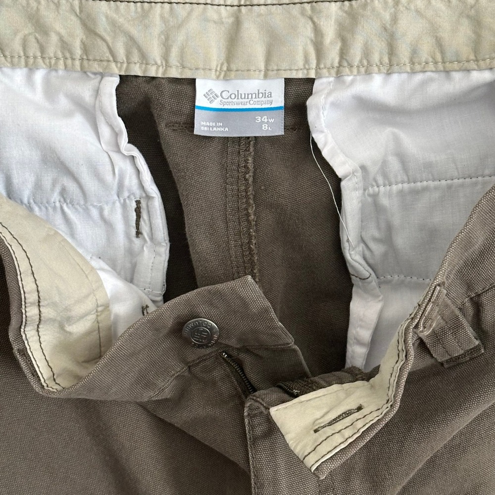 Columbia Mens Brown Canvas Utility Shorts Size 34W 8L Outdoor Hiking Cargo - Picture 6 of 6